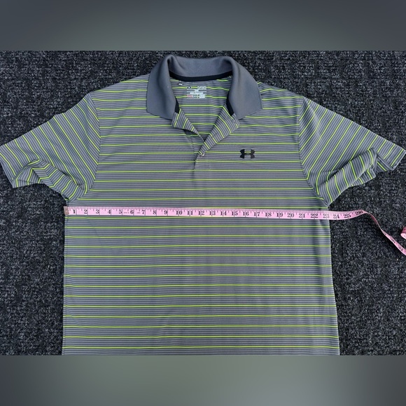 Under Armour Men’s Playoff Grey Striped Performance Polo Shirt Size XL Loose Fit - Picture 5 of 6